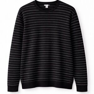 Calvin Klein Striped Cotton Sweater Black Gray XXL